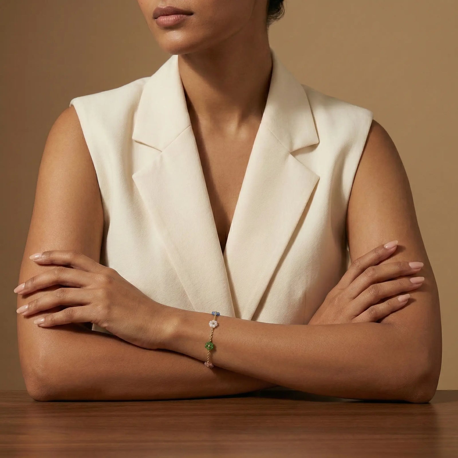 Pastel Bloom Floral Chain Bracelet