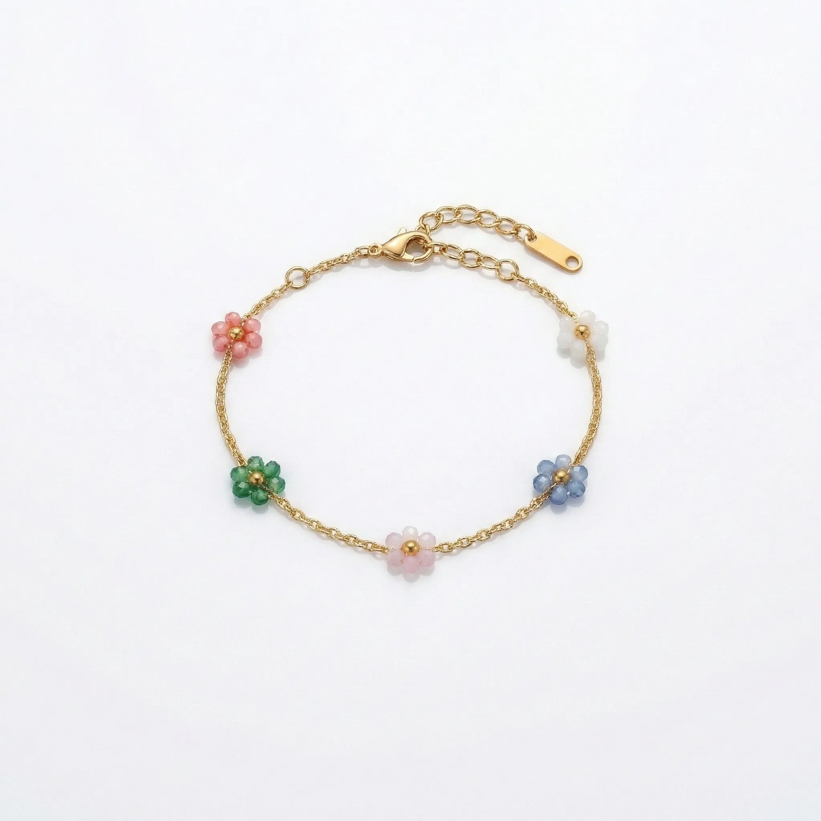Pastel Bloom Floral Chain Bracelet