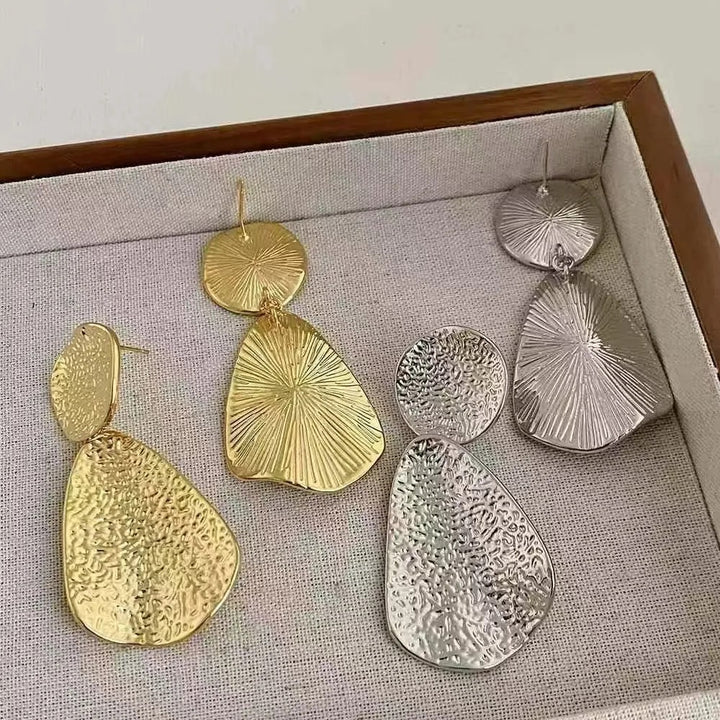 Textured Gold Statement Drop Earrings