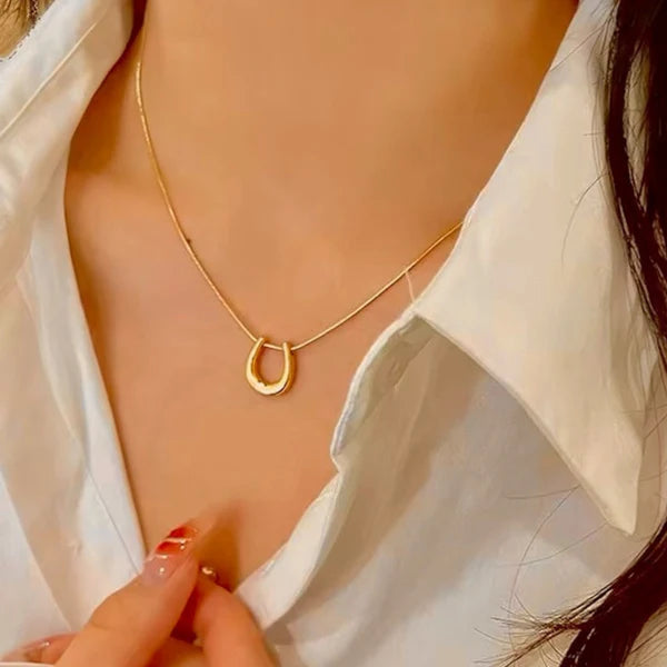 Gold-Plated Geometric Pendant for Women | Stainless Steel, Anti-Tarnish, Waterproof & Hypoallergenic