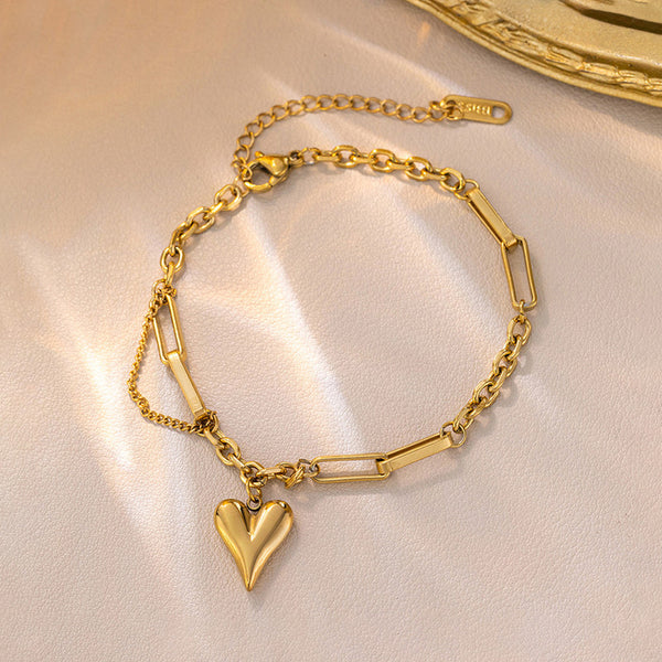 Gold-Plated Heart Charm Bracelet | Anti-Tarnish, Waterproof & Hypoallergenic