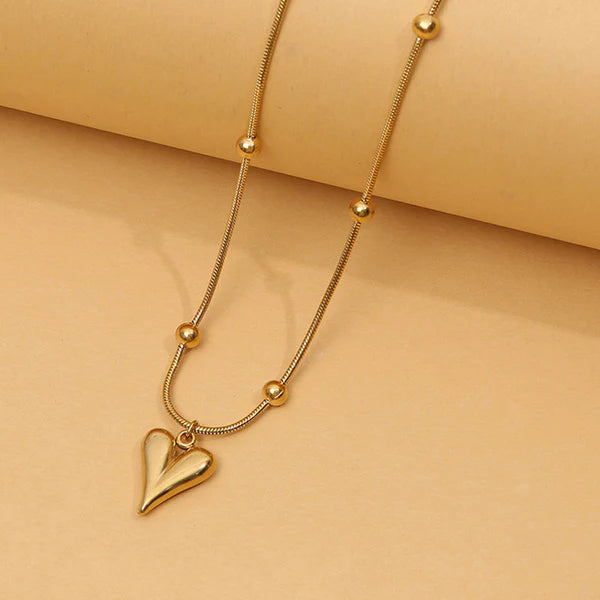 Gold-Plated Anti-Tarnish Heart Pendant – Stainless Steel Love Necklace