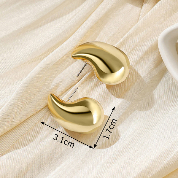 Gold Plated Chunky Dome Drop Earrings | Glossy Anti-Tarnish, Waterproof & Hypoallergenic