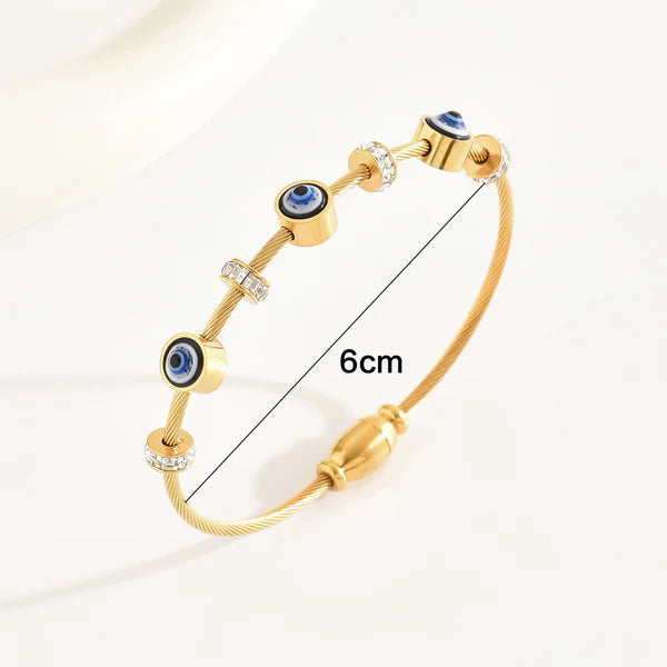 Stainless Steel Gold‑Plated Evil Eye Bracelet for Women | Anti‑Tarnish, Waterproof & Hypoallergenic