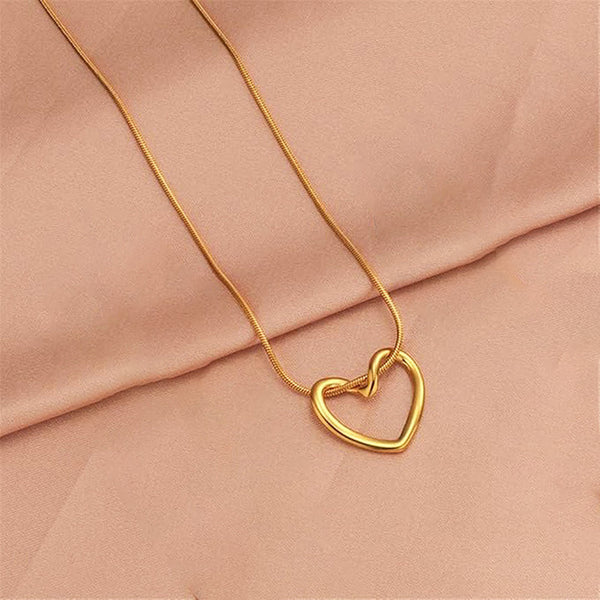 Gold-Plated Anti-Tarnish Eternal Heart Necklace Pendant | Stainless Steel, Waterproof & Hypoallergenic