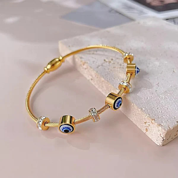 Stainless Steel Gold‑Plated Evil Eye Bracelet for Women | Anti‑Tarnish, Waterproof & Hypoallergenic