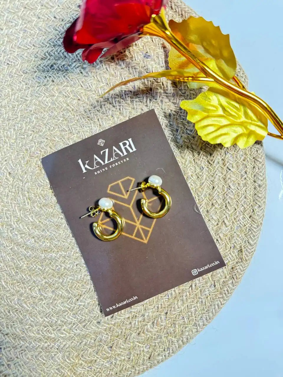 Pearl Embrace Gold Necklace & Hoop Earrings Set