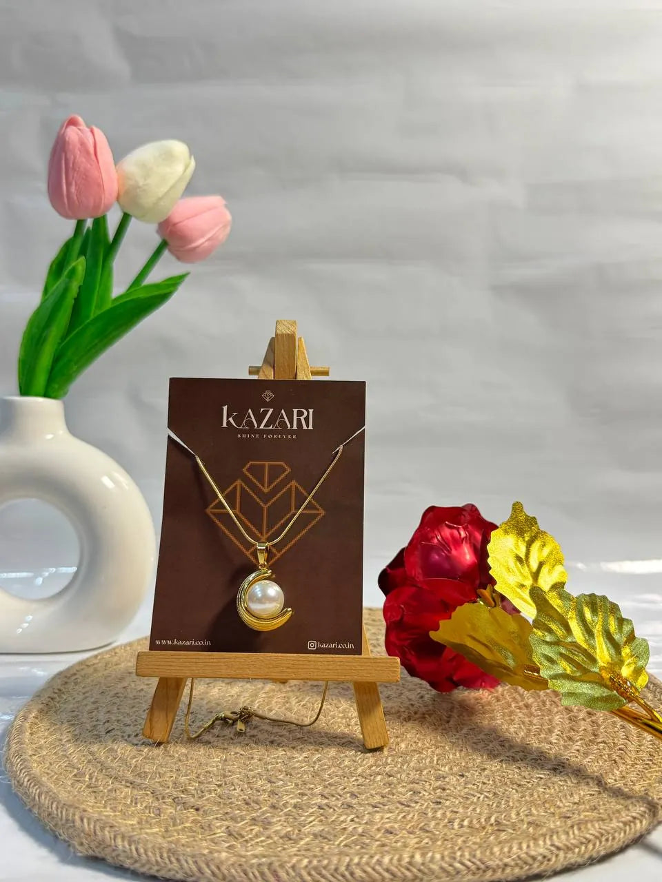 Pearl Embrace Gold Necklace & Hoop Earrings Set