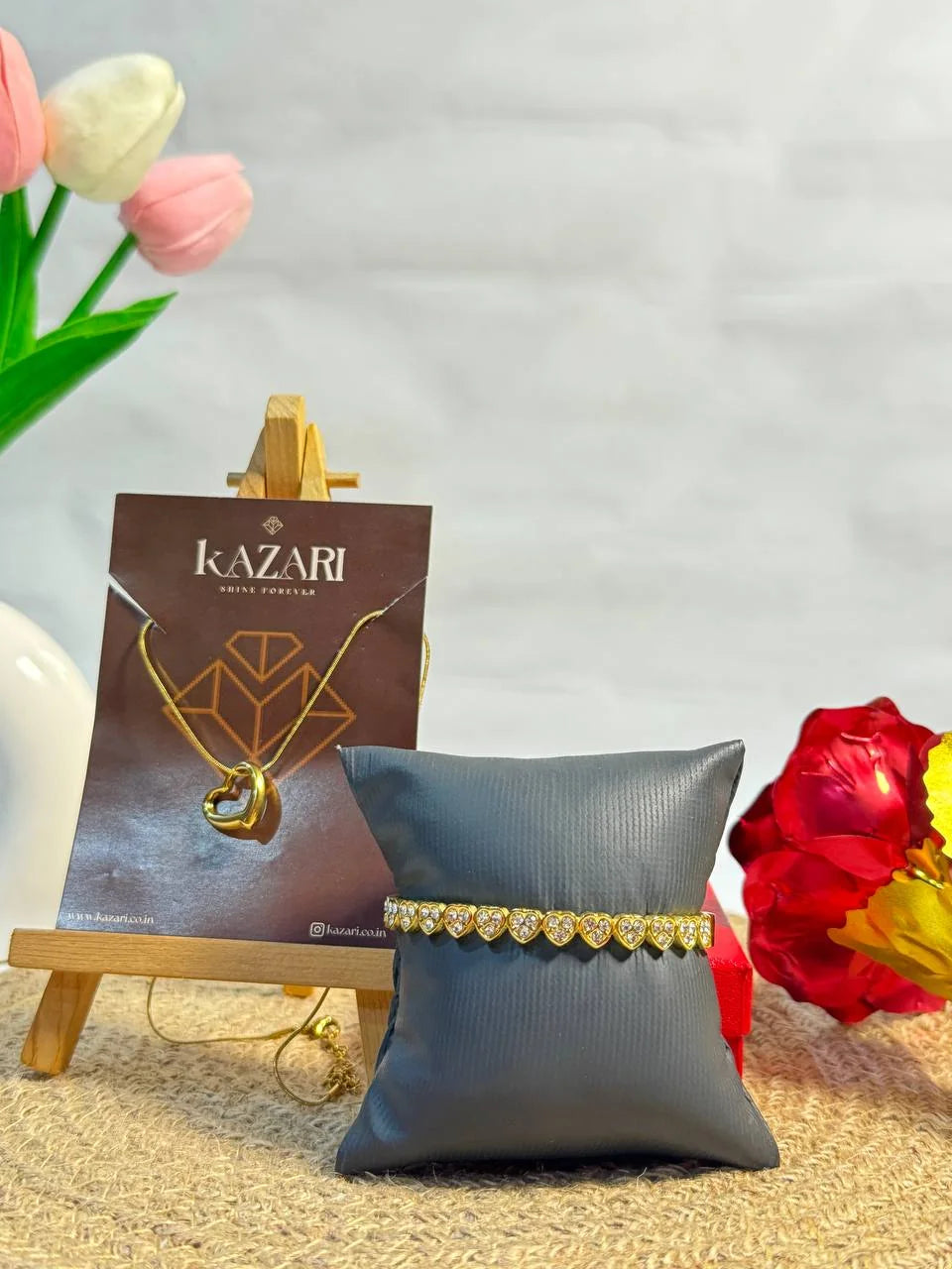 Golden Heart Harmony Necklace & Bracelet Set