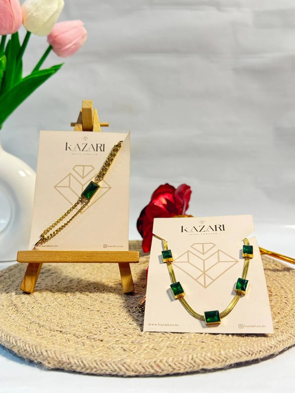 Emerald Luxe Chain Bracelet & Necklace Set
