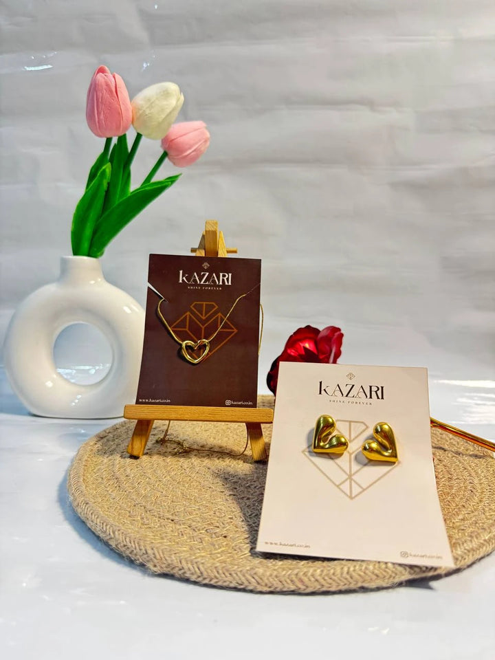 Golden Heart Harmony Necklace & Earrings Set