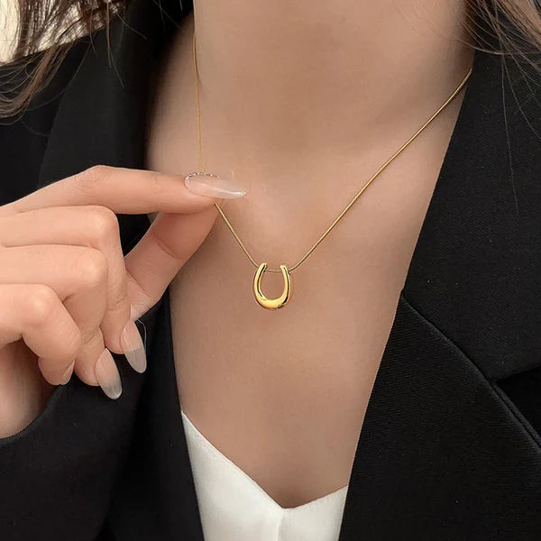 Gold-Plated Geometric Pendant for Women | Stainless Steel, Anti-Tarnish, Waterproof & Hypoallergenic
