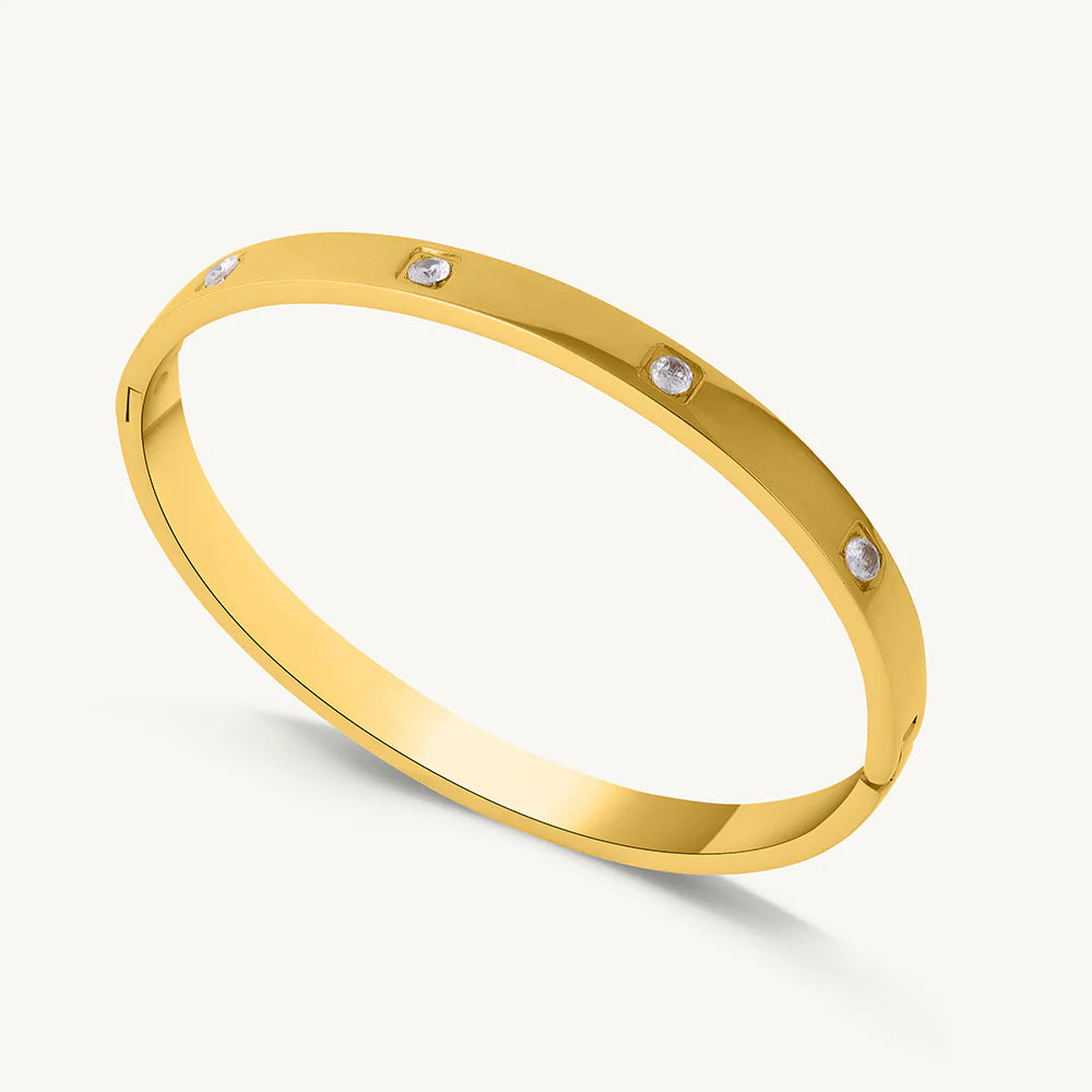 Gold-Plated Infinity Necklace & Diamond Bangle Set