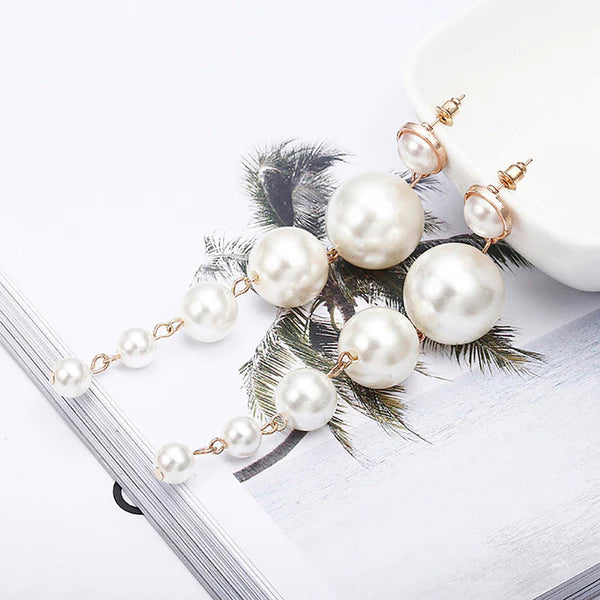 Gold-Plated Chunky Pearl Drop Earrings | Statement Design, Anti-Tarnish & Hypoallergenic