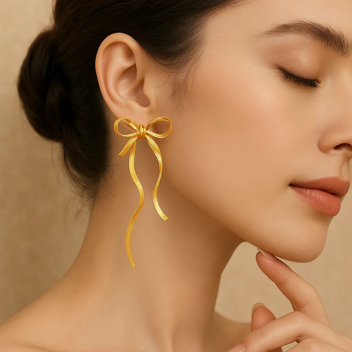Bow Earring Party Wear – 18k Gold Plated | Elegant Women’s Jewelry
