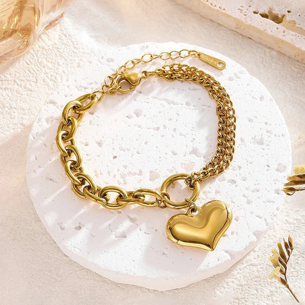 Gold-Plated Heart Charm Bracelet | Anti-Tarnish, Waterproof & Hypoallergenic
