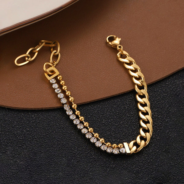 Gold-Plated Cuban Link & CZ Tennis Bracelet | Anti-Tarnish, Waterproof & Hypoallergenic