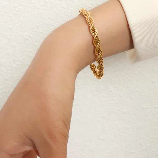 Gold-Plated Rope Chain Wraparound Bracelet | Stainless Steel, Anti-Tarnish, Waterproof & Hypoallergenic