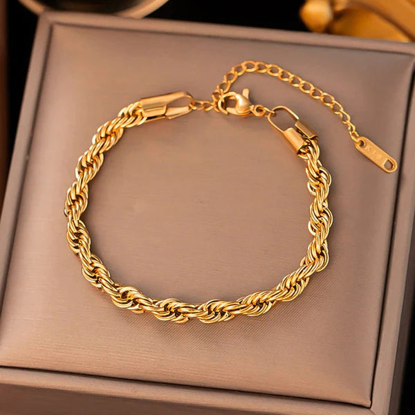 Gold-Plated Rope Chain Wraparound Bracelet | Stainless Steel, Anti-Tarnish, Waterproof & Hypoallergenic