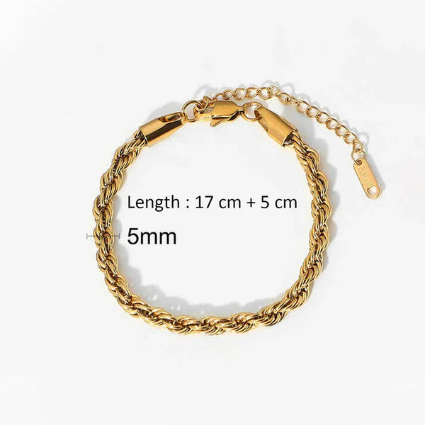 Gold-Plated Rope Chain Wraparound Bracelet | Stainless Steel, Anti-Tarnish, Waterproof & Hypoallergenic