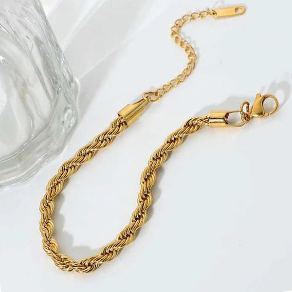 Gold-Plated Rope Chain Wraparound Bracelet | Stainless Steel, Anti-Tarnish, Waterproof & Hypoallergenic