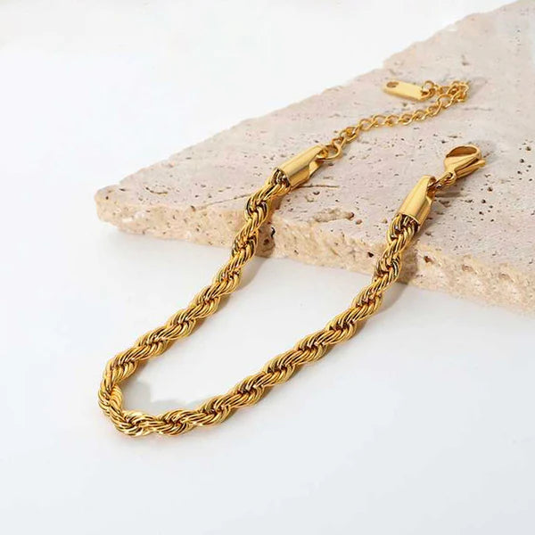 Gold-Plated Rope Chain Wraparound Bracelet | Stainless Steel, Anti-Tarnish, Waterproof & Hypoallergenic