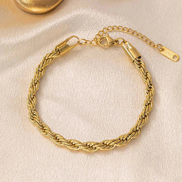 Gold-Plated Rope Chain Wraparound Bracelet | Stainless Steel, Anti-Tarnish, Waterproof & Hypoallergenic