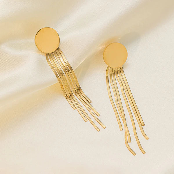 Gold-Plated Geometric Tassel Earrings | Stainless Steel, Statement Design, Anti-Tarnish & Hypoallergenic (Copy)
