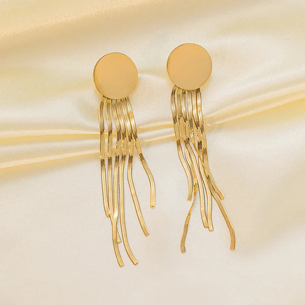 Gold-Plated Geometric Tassel Earrings | Stainless Steel, Statement Design, Anti-Tarnish & Hypoallergenic (Copy)