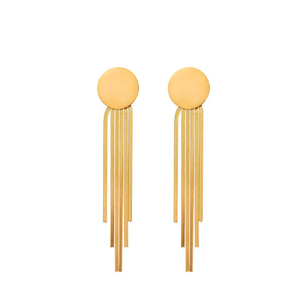 Gold-Plated Geometric Tassel Earrings | Stainless Steel, Statement Design, Anti-Tarnish & Hypoallergenic (Copy)
