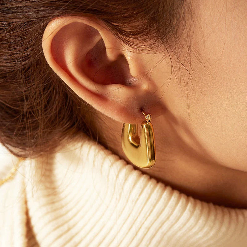 Gold Square Hoop Earrings | Modern Chunky Design, Anti-Tarnish & Lightweight
