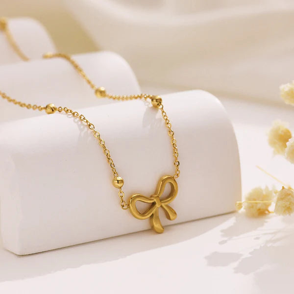 Gold-Plated Bow Jewellery Necklace | Anti-Tarnish, Waterproof & Hypoallergenic