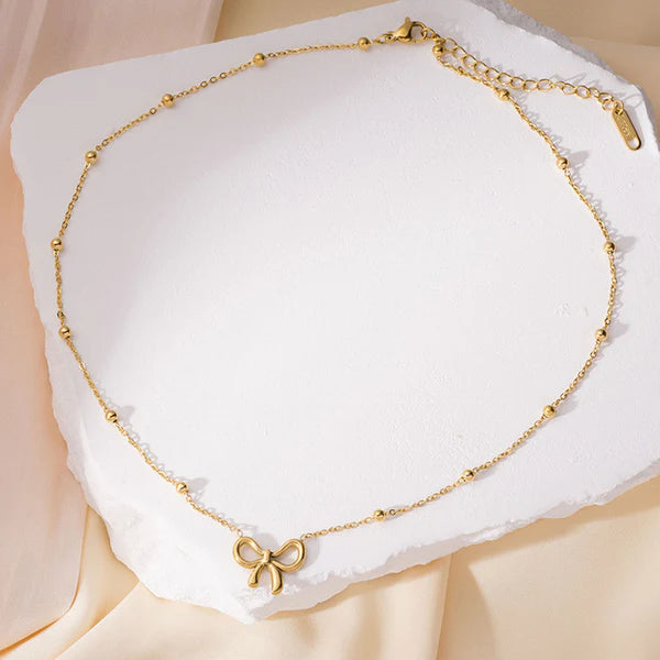 Gold-Plated Bow Jewellery Necklace | Anti-Tarnish, Waterproof & Hypoallergenic