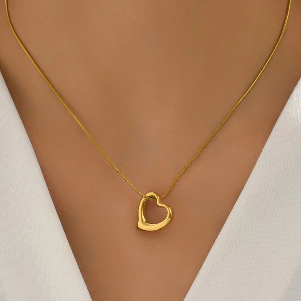 Gold-Plated Fluid Open Heart Pendant | Modern Minimalist, Anti-Tarnish & Hypoallergenic