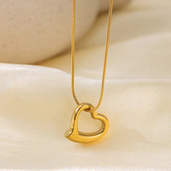 Gold-Plated Fluid Open Heart Pendant | Modern Minimalist, Anti-Tarnish & Hypoallergenic