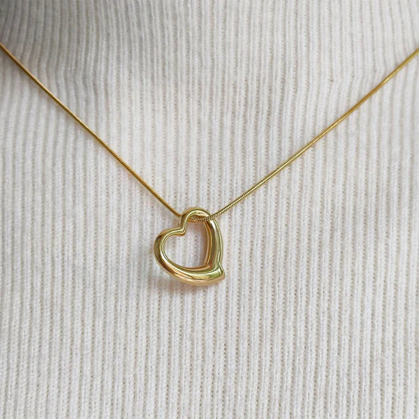 Gold-Plated Fluid Open Heart Pendant | Modern Minimalist, Anti-Tarnish & Hypoallergenic