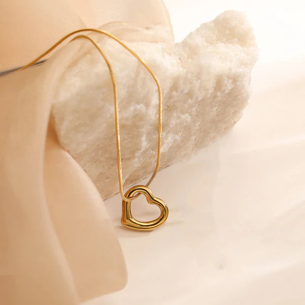 Gold-Plated Fluid Open Heart Pendant | Modern Minimalist, Anti-Tarnish & Hypoallergenic