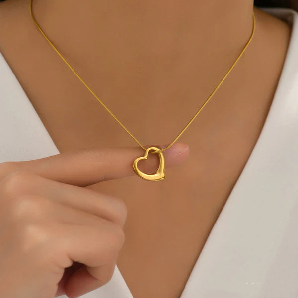 Gold-Plated Fluid Open Heart Pendant | Modern Minimalist, Anti-Tarnish & Hypoallergenic