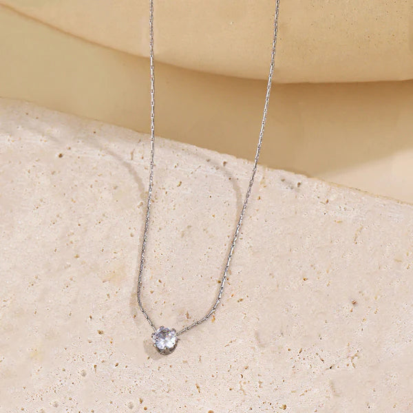 Silver-Plated Hexagonal Pendant | Stainless Steel, Stone Studded, Anti-Tarnish & Hypoallergenic