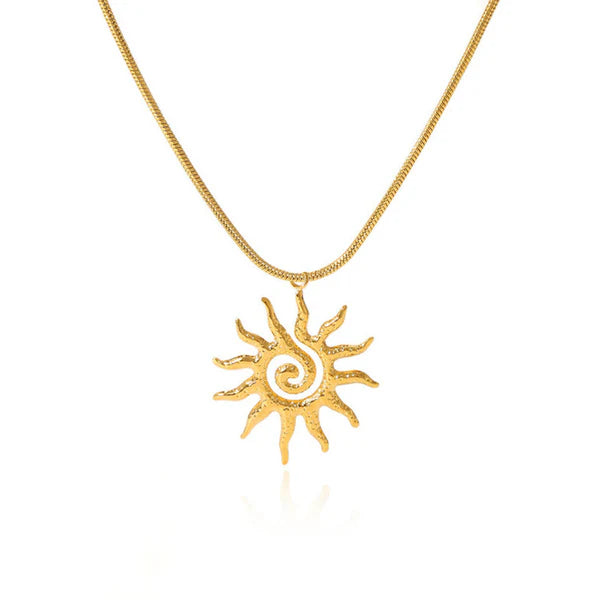 Gold-Plated Sunburst Pendant Necklace | Stainless Steel, Anti-Tarnish, Waterproof & Hypoallergenic