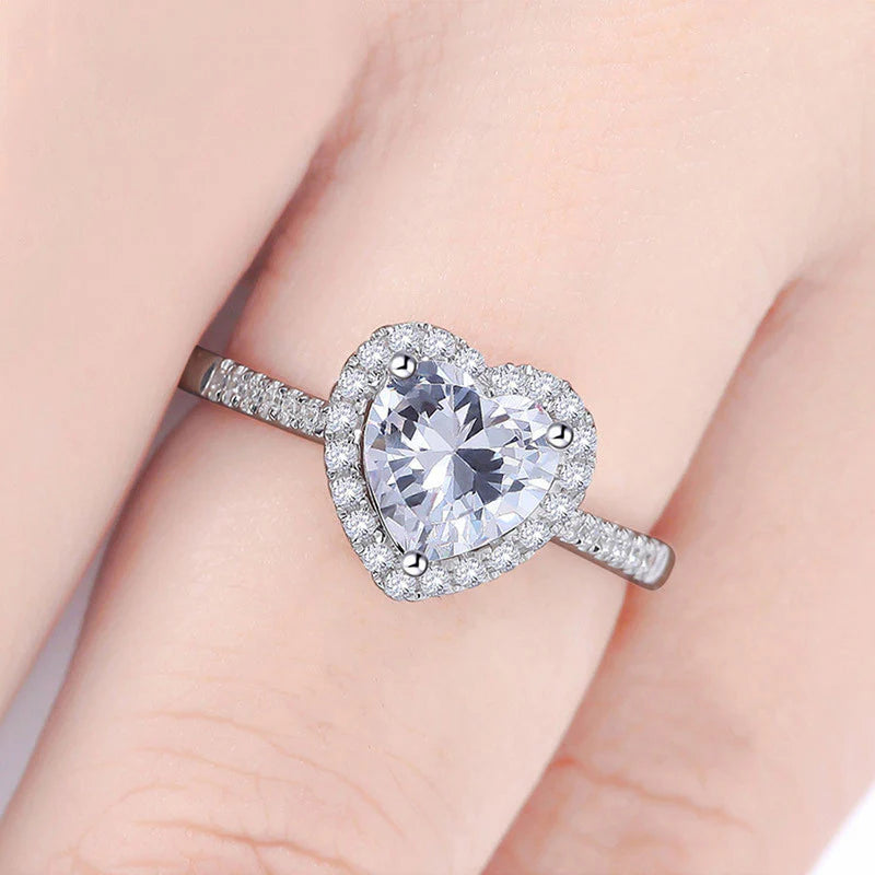 Heart Cut Halo Solitaire Ring