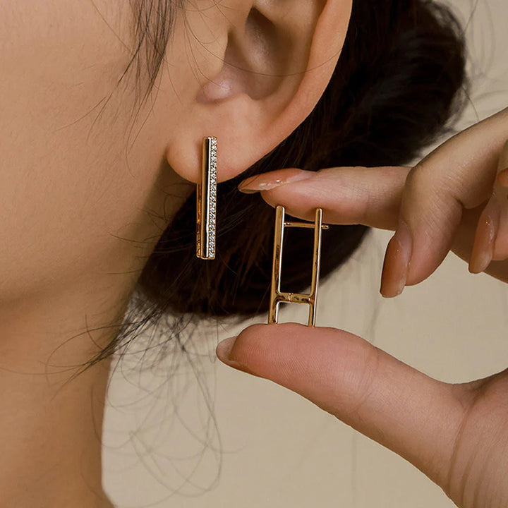 Modern Gold Bar & Link Earrings – Minimal Statement