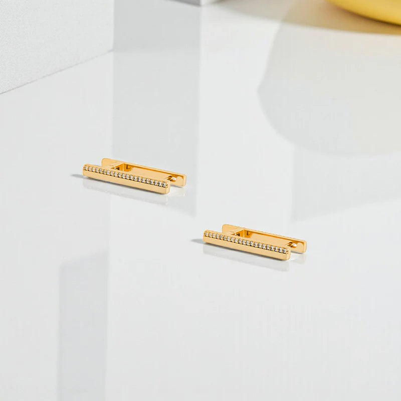 Modern Gold Bar & Link Earrings – Minimal Statement