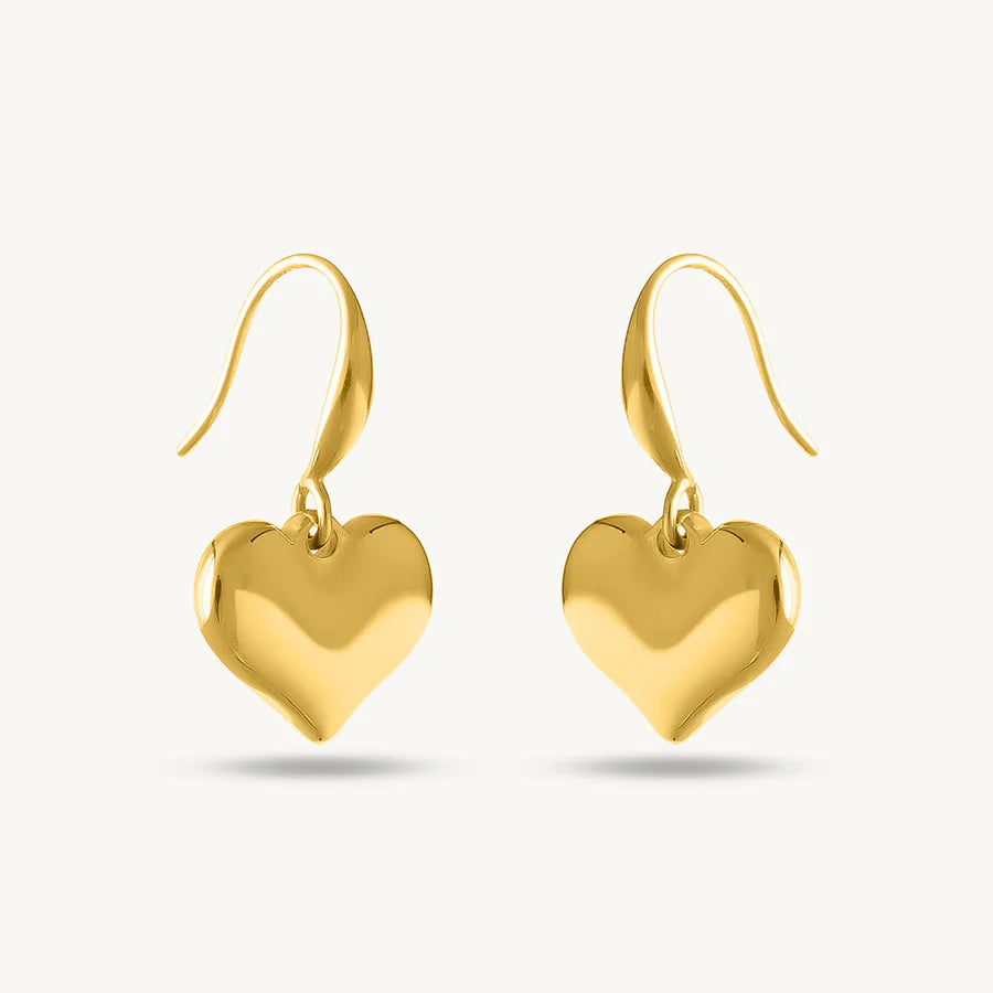 Gold-Plated Heart Pendant Necklace & Earrings Set