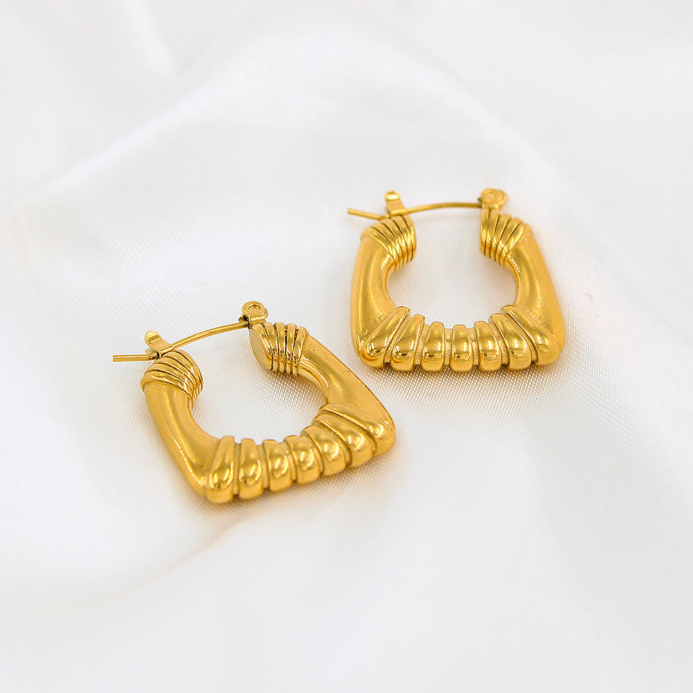 Textured Gold Square Hoop Earrings | Bold Statement Hoops, Lightweight & Trendy