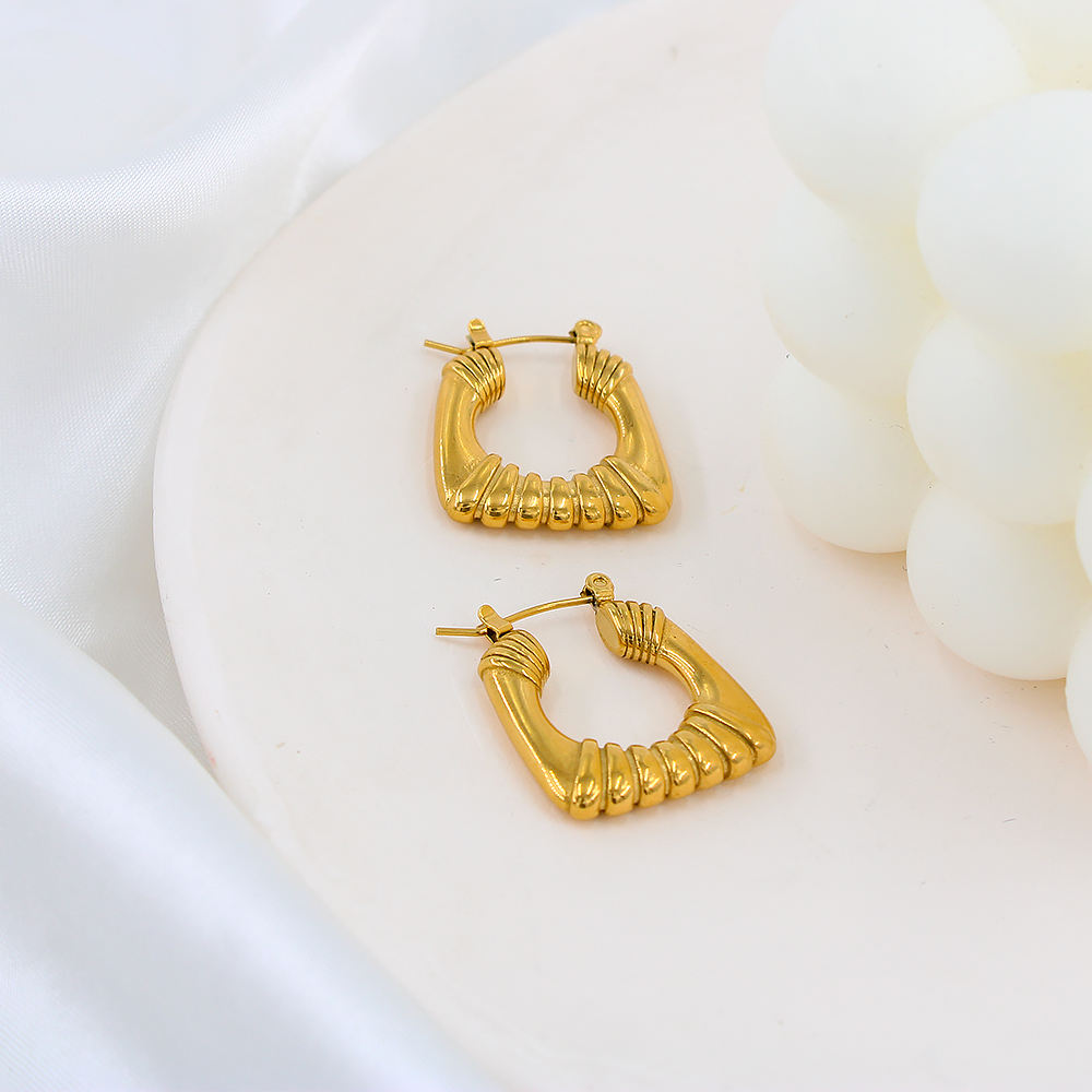 Textured Gold Square Hoop Earrings | Bold Statement Hoops, Lightweight & Trendy