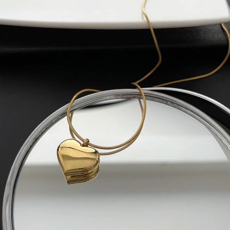 Classic Puffy Heart Necklace | 18K Gold-Plated Stainless Steel