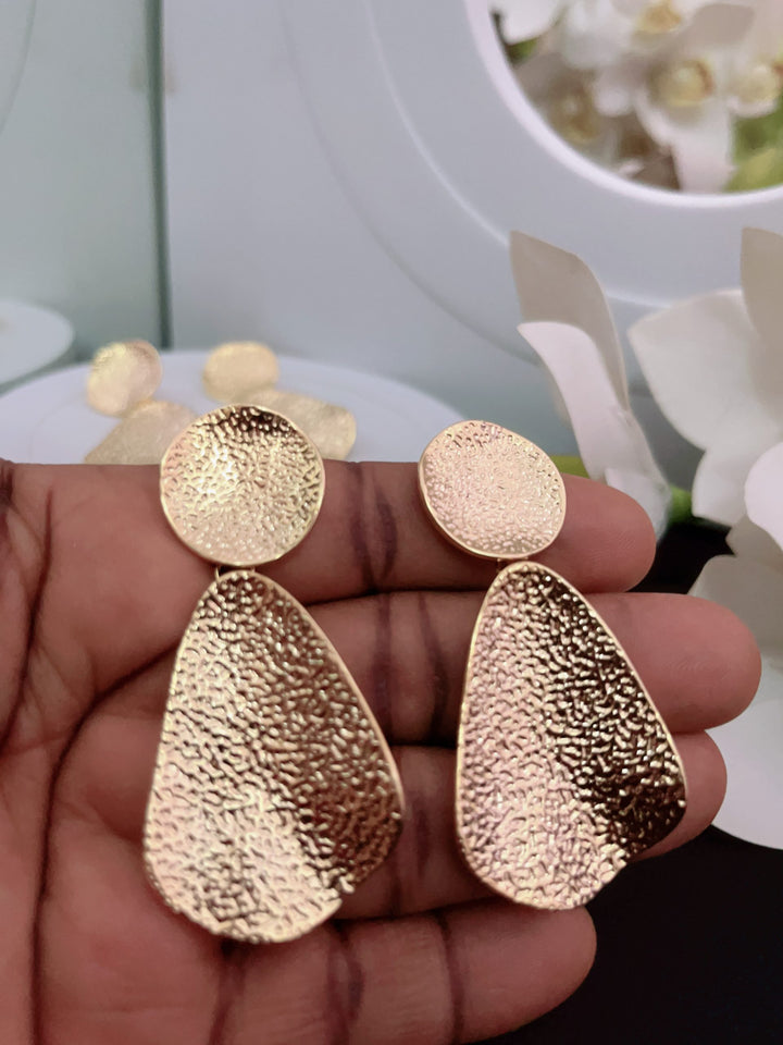Textured Gold Statement Drop Earrings