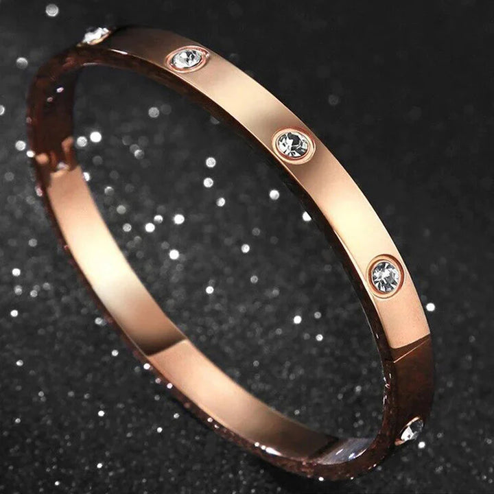 rose gold  Crystal Screw Bangle | Stainless Steel Bracelet, Anti-Tarnish, Waterproof & Hypoallergenic (Copy) (Copy)