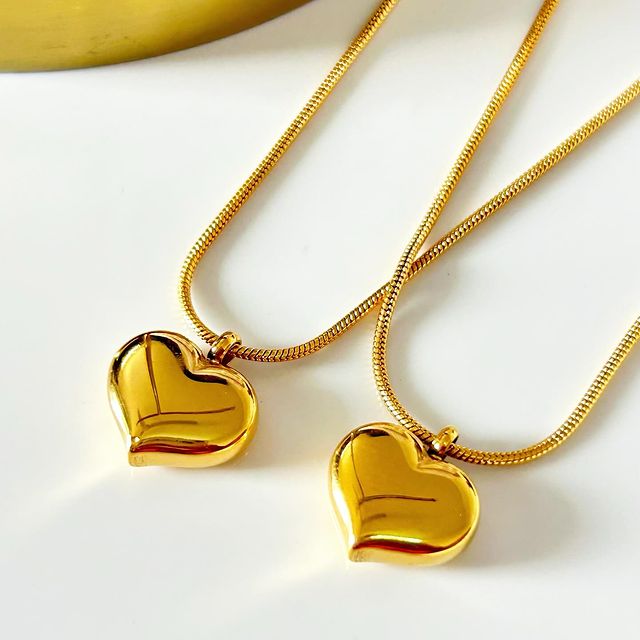Classic Puffy Heart Necklace | 18K Gold-Plated Stainless Steel